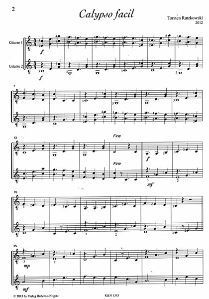 Ratzkowski, Torsten: Hallo Bossa for 2 guitars, sheet music