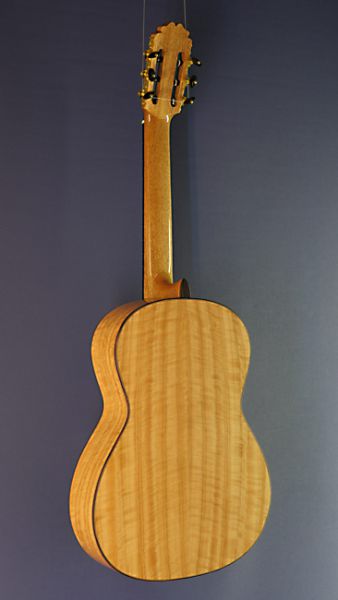 Ricardo Moreno, model C-M spruce, eucalyptus, Spanish concert guitar with solid spruce top and eucalyptus on sides and back, back view