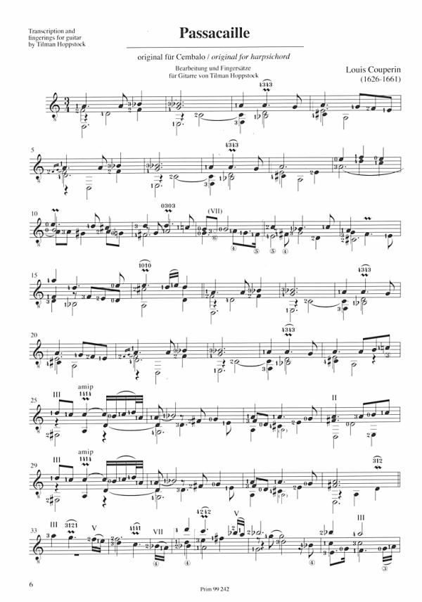 Roncalli, Ludovico and Couperin, Louis: Two Passacaglias for guitar solo, sheet music sample