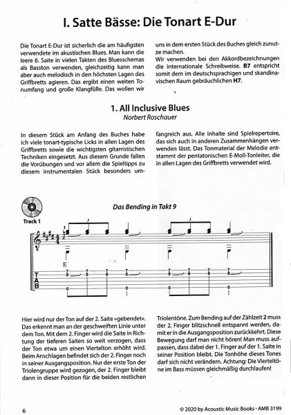 Roschauer, Norbert: Blessed be the Blues, Workshop, Songs und Instrumentals für Fingerstyle Gitarre, Noten und Tabulatur Beispiel