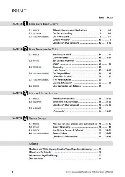 Schneider, Silvio: The Easy Way to Blue Bossa, Gitarrenworkshop zum Einstieg in die lateinamerikanische Musik, Inhaltsverzeichnis