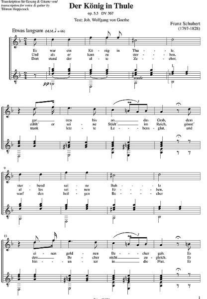Schubert, Franz: 11 Lieder nach Texten von Goethe, für Gesang (hoch) und Gitarre - Lieder mit Gitarre Band 2, Notenbeispiel