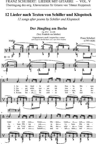 Schubert, Franz: 12 Lieder nach Texten von Schiller und Klopstock für Tenor und Gitarre - Lieder mit Gitarre Band 6, Noten Beispiel