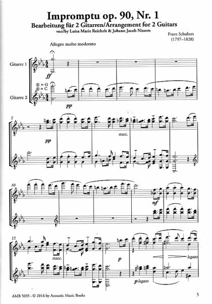 Schubert, Franz: Impromptu op. 90 Nr. 1 for 2 guitars, sheet music sample