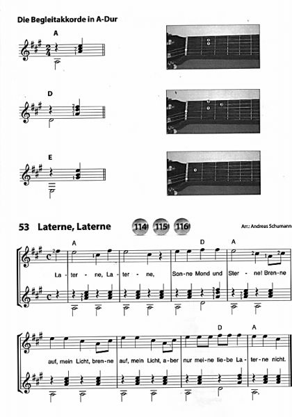 Schumann, Andreas: Gitarre spielen mit Lena und Tom Band 2, Gitarrenschule für Kinder, Noten Beispiel