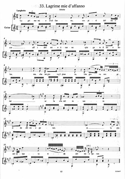 Sor, Fernando: Music for Voice and Guitar, sheet music sample