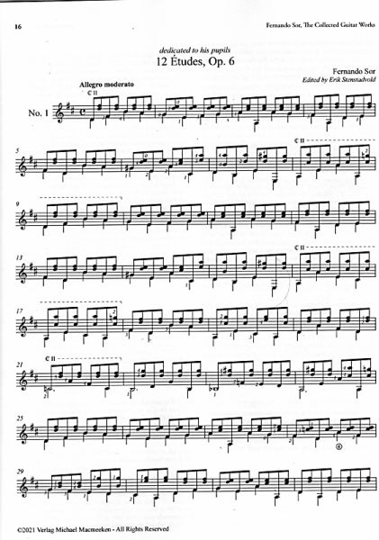 Sor, Fernando: Collected Works for Guitar Vol. 1, Advanced Studies, Guitar solo sheet music sample