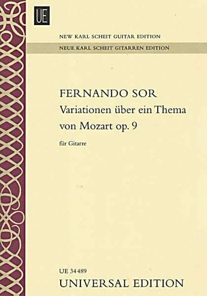 Sor, Fernando: Variations on a Theme by Mozart op. 9 for solo guitar, sheet music