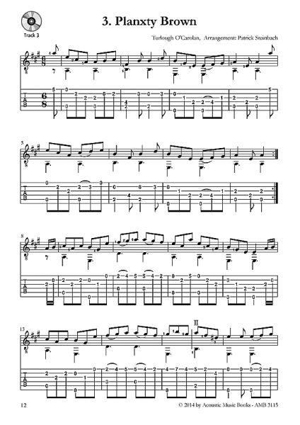 Steinbach, Patrick: Carolan for Guitar - 21 Irish pieces for guitar or melody instrument (C) and guitar, notes sample