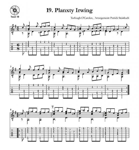 Steinbach, Patrick: Carolan for Guitar - 21 Irish pieces for guitar or melody instrument (C) and guitar, notes sample