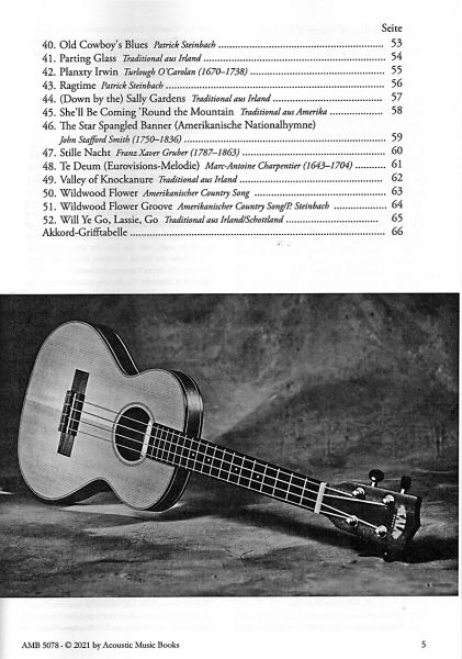 Steinbach, Patrick: Uke`s Finest, Irish Folk, Classic, Ragtime, X-Mas for Ukulele solo in Low G-Tuning, sheet music content