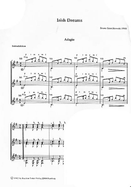 Szordikowski, Bruno: Irish Dreams - Irish Suite for 3 Guitars or Guitar Ensemble, sheet music sample