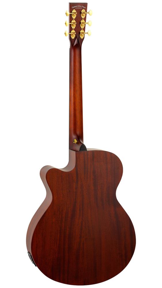 Tanglewood TE4CEBL Elemental Super Folk Gitarre, massive Mahagonidecke, Pickup, Akustikgitarre mit Stahlsaiten Rückseite