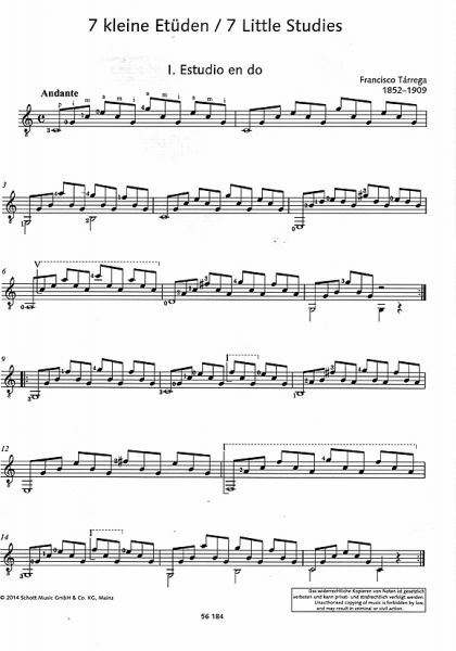 Tarrega, Francisco: Tarrega for guitar solo, sheet music sample