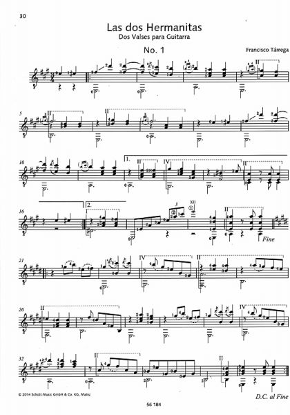 Tarrega, Francisco: Tarrega for guitar solo, sheet music sample