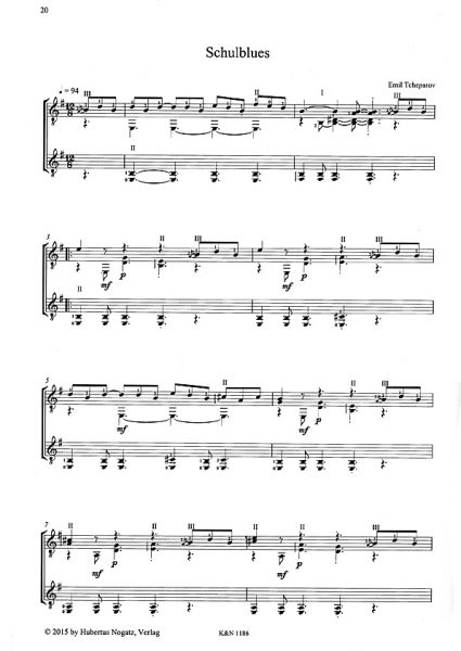 Tcheparov, Emil: Zoo Blues Vol. 2, intermediate piece for 1-2 guitars, sheet music sample