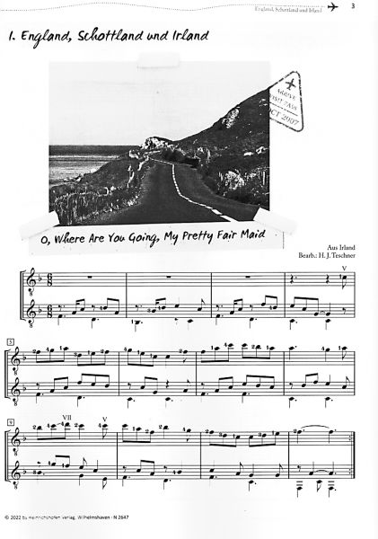 Teschner, Hans Joachim: Das Große Reisetagebuch - The Great Travel Journal for 2 guitars or flute and guitar, sheet music Beispiel