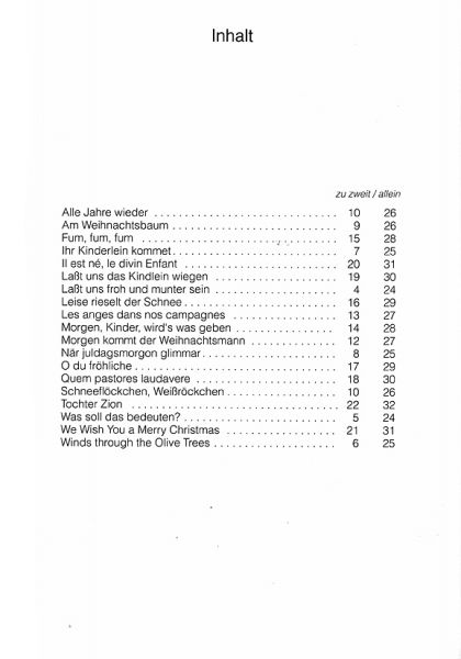 Teschner, Hans Joachim: Fridolins Weihnachtsalbum für 1-2 Gitarren, Noten, Inhaltsverzeichnis