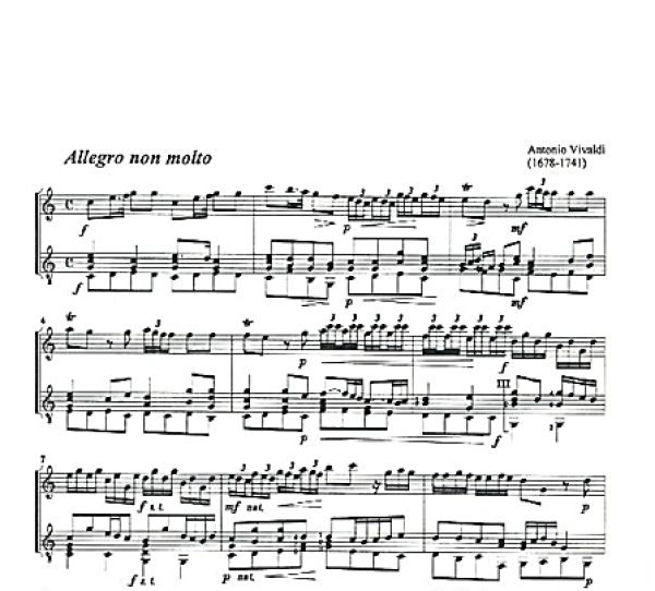 Vivaldi, Antonio: Sonate C-Dur für Mandoline und Gitarre, Noten Beispiel