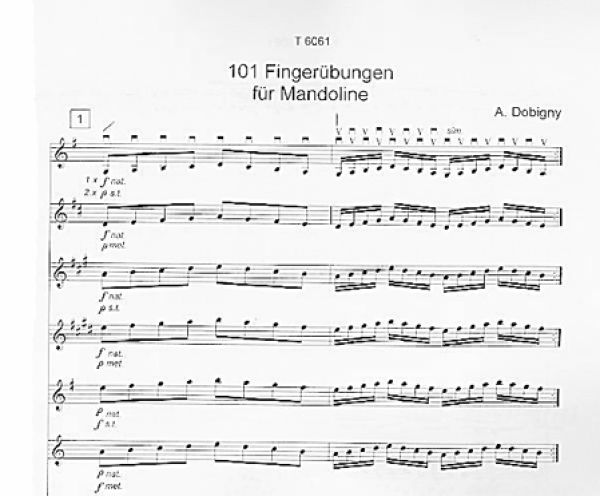 Wilden-Hüsgen, Marga: 101 Fingerübungen - Finger Execises for Mandolin, technique, sheet music sample