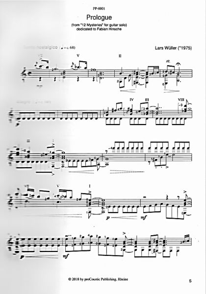 Wüller, Lars: 12 Mysteries for guitar solo, sheet music sample