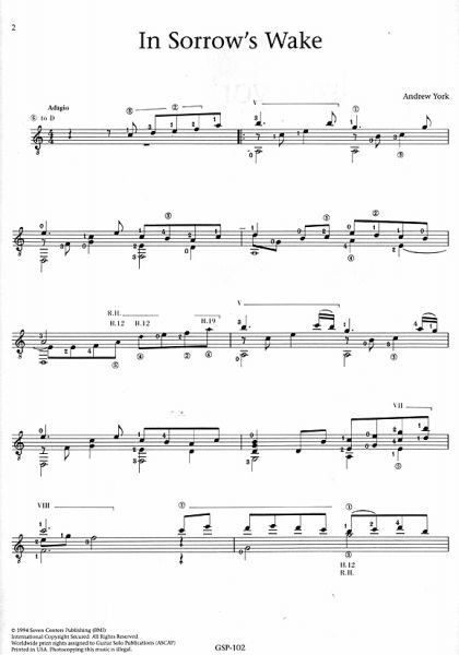 York, Andrew: 8 Dreamscapes for guitar solo, sheet music sample